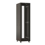 Шкаф Hyperline TTBR-4762-DD-RAL9004 напольный 19-дюймовый, 47U, 2277x600х1200 мм (ВхШхГ), передняя и задняя распашные перфорированные двери (75%), ручка с замком, цвет черный (RAL 9004)(разобранный)