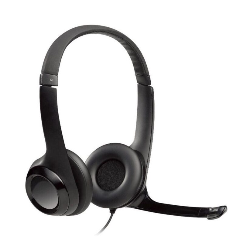 456de60587f71148f80e018a07a6aeec.jpg Гарнитура Logitech H390 черная, USB, 20-20000 Гц, накладная конструкция, поворотный микрофон, кабель 2.4м — изображение 1
