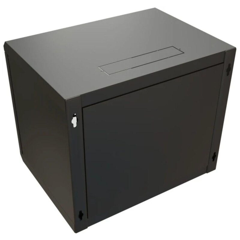 6b5b4faeec50c4910d51e8491b0b0208.jpg Шкаф Hyperline WRline WR-TW-1545-SR-RAL9004 настенный 19-дюймовый (19"), 15U, 775x600х450мм, цельнометаллическая дверь с замком, цвет черный (RAL9004) (разобранный) — изображение 1