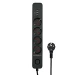Сетевой фильтр Гарнизон EPS-4-U3-B-2 черный, 4 розетки 220В, 10А, 3 розетки USB-A 5В, кабель 2м, ур.защиты 2+, пакет — изображение 2