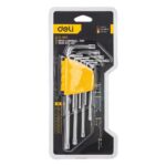 «Набор шестигранных ключей «TORX" сверхдлинных Deli DL3091 9шт размеры Т10,Т15,Т20,Т25,Т27,Т30,Т40,Т45,Т50, пластиковый держатель — изображение 3