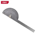 Транспортир переставной с линейкой Deli DL7306 150мм, диапазон 0-180 град., нержавеющая сталь — изображение 2