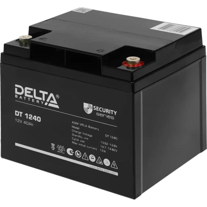 угловой вид аккумулятора Delta DT 1240 Аккумуляторная батарея Delta DT 1240