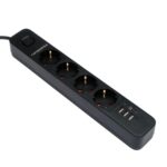 Сетевой фильтр Гарнизон EPS-4-U3-B-2 черный, 4 розетки 220В, 10А, 3 розетки USB-A 5В, кабель 2м, ур.защиты 2+, пакет