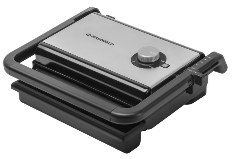 af235116-e623-4388-b83b-a1ecc75bf294 Гриль электрический MAUNFELD/ Гриль электрический MAUNFELD MF-1322S, мощность 1200 Вт, регулировка температуры, антипригарное покрытие, цвет нержавеющая сталь — изображение 1