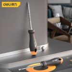 Двухсторонняя отвертка "Home Series Gray" Deli HT1055C SL5+PH1, Bad Pack длина жала 100мм, эксклюзивный дизайн, рукоятка из высококачественного софттач пластика — изображение 2