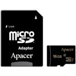 Карта памяти Apacer microSDHC 16GB Apacer Memory Card AP16GMCSH10U1-R UHS-I U1 Class 10, Adapter, (898869) Retail