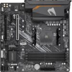 Материнская плата Gigabyte B550M AORUS ELITE, Socket AM4, AMD B550, 4xDDR4-3200, DVI-D+HDMI, 2xPCI-Ex16, 1xPCI-Ex1, 4xSATA3(RAID 0/1/10), 2xM.2, 8 Ch Audio, GLan, (4+2)xUSB2.0, (4+2)xUSB3.2, 1xPS/2, mATX, RTL {10} (809546) — изображение 6