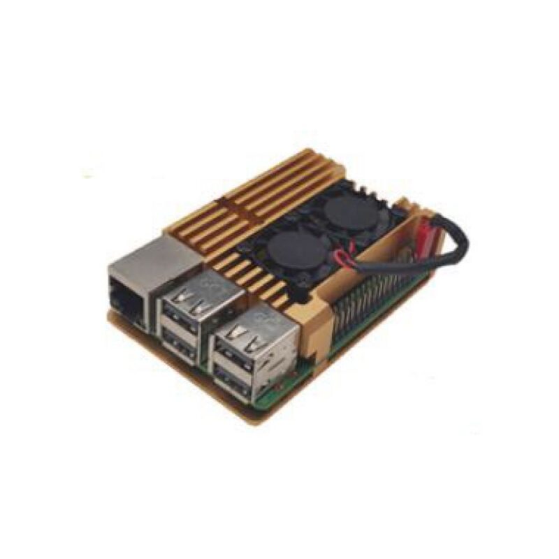 1185977 Корпус ACD RA504 Gold Metal Aluminum Case with Double Fans for Raspberry Pi 4B — изображение 1
