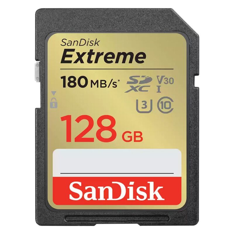 1419562 Карта памяти SanDisk Extreme SD UHS I 128GB Card for 4K Video for DSLR and Mirrorless Cameras 180MB/s Read & 90MB/s Write — изображение 1