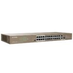 Коммутатор IP-COM F1126P-24-250W Коммутатор неуправляемый PoE, 26 портов 24x100 Мбит/с, 2x1 Гбит/с, RJ-45/SFP 1x1 Гбит/с, PoE 24х30 Вт (до 230Вт), установка в стойку, металлический