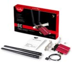 Адаптер беспроводной связи (Wi-Fi) CUDY BE9300 PCI Express Adapter Bluetooth 5.4 PCI Express Adapter with Heatsink, Intel BE200 module, Tri-band 2T2R, Magnetized antenna base, 2 high gain detachable antennas — изображение 5