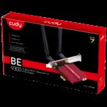Адаптер беспроводной связи (Wi-Fi) CUDY BE9300 PCI Express Adapter Bluetooth 5.4 PCI Express Adapter with Heatsink, Intel BE200 module, Tri-band 2T2R, Magnetized antenna base, 2 high gain detachable antennas — изображение 6