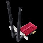 Адаптер беспроводной связи (Wi-Fi) CUDY BE9300 PCI Express Adapter Bluetooth 5.4 PCI Express Adapter with Heatsink, Intel BE200 module, Tri-band 2T2R, Magnetized antenna base, 2 high gain detachable antennas — изображение 2