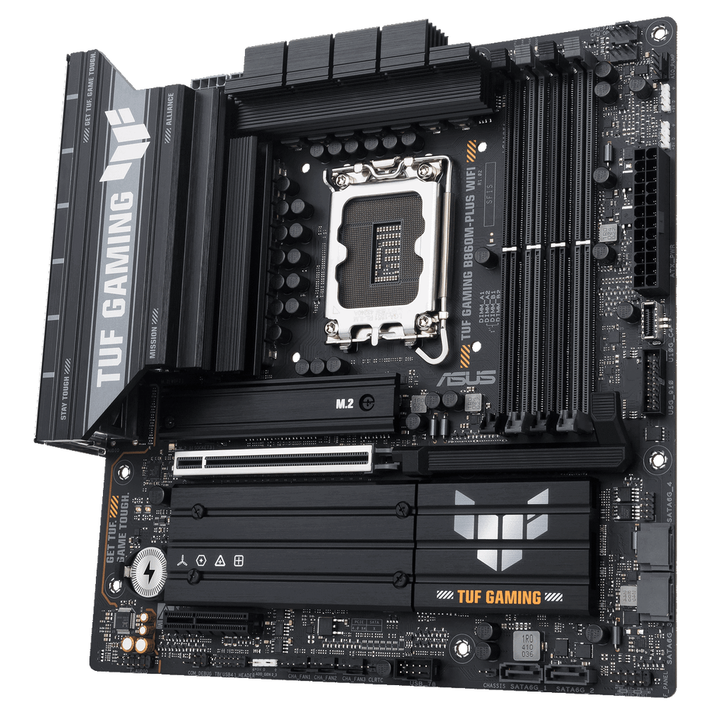 1542610 Материнская плата ASUS TUF GAMING B860M-PLUS WIFI LGA1851 mATX 4xDDR5 PCIEx16 PCIEx4 3xM.2 USB-C DP HDMI 2.5GLAN Wi-Fi 7 — изображение 1