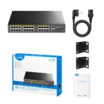 Коммутатор CUDY 24-Port 10/100M PoE+ Switch with 2 Gigabit Port+ 1SFP 300W 24-Port 10/100M PSE RJ-45 +2 Gigabit RJ- 45 +1SFP Port with 24 POE Ports Switch with Built-in power supply, support 16-port IEEE 802.3at PoE+ Injector, Rack-mountable Steel case, 300W Internal — изображение 4