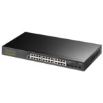 Коммутатор CUDY GS2024S2 24-Port Layer 2 Managed Gigabit Switch with 4 Gigabit SFP Slots 24-Port Layer 2 Managed 10/100/1000M Switch, 24 Gigabit Ethernet ports + 4 Gigabit SFP ports + 1 management port, backplane bandwidth 56Gbps, Layer 2 network management function, support routing, DHCP, VLAN, MAC address, ACL access control, QOS, multicast,