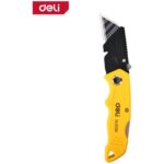 Строительный складной нож с Т-образным лезвием Deli DL006K в комплекте 4 лезвия, сталь SK5, пластиковая рукоятка Bad Pack — изображение 2