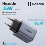 Сетевое зарядное устройство UGREEN CD350 (15539) Nexode 35W USB-A - USB-C Wall Charger EU Цвет:серый — изображение 2