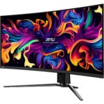 Монитор 34" MSI MPG 341CQPX QD-OLED Curved QD-OLED, 3440x1440, 240Hz, 0,03ms, 250сd/m, 1500000:1, HDR10 | 2xHDMI(2.1), DP(1.4a), Type-C(PD-98W), 2xUSB2.0 | HAS, Swivel, InPSU, Vesa 100, Black — изображение 3