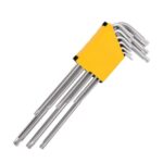 Набор шестигранных ключей "TORX" сверхдлинных Deli DL3095 9шт размеры Т10,Т15,Т20,Т25,Т27,Т30,Т40,Т45,Т50, пластиковый держатель