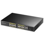 Коммутатор CUDY 16-Port 10/100M PoE+ Switch with 2 Gigabit Uplink and 1 SFP Port 200W 16-Port 10/100M PSE RJ-45 +2 Gigabit RJ- 45 +1SFP Port with 16 POE Ports Switch with Built-in power supply, support 16-port IEEE 802.3at PoE+ Injector,Rack-mountable Steel case, 200W Internal