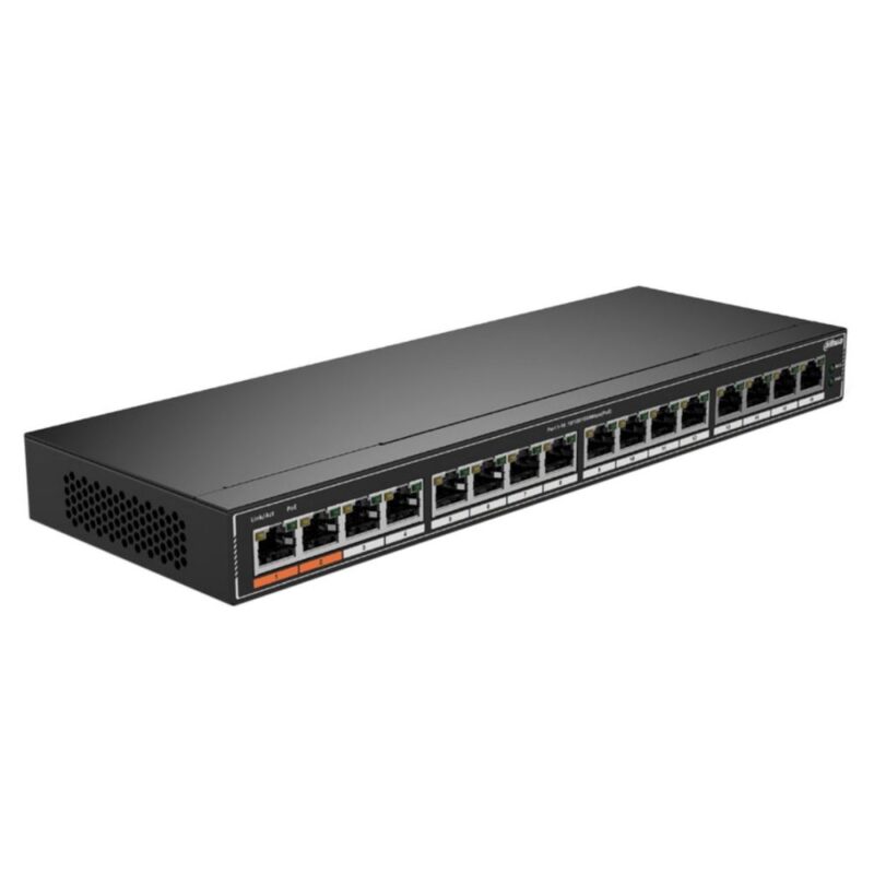 2589704 Коммутатор Dahua 16-port Gigabit RJ45 16-port PoE Switch, 190W, Metal case — изображение 1
