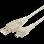 Кабель USB 2.0 Pro Cablexpert CCP-mUSB2-AMBM-6-TR AM/microBM, 1,8м, экран, феррит.кольцо, прозрачный, пакет